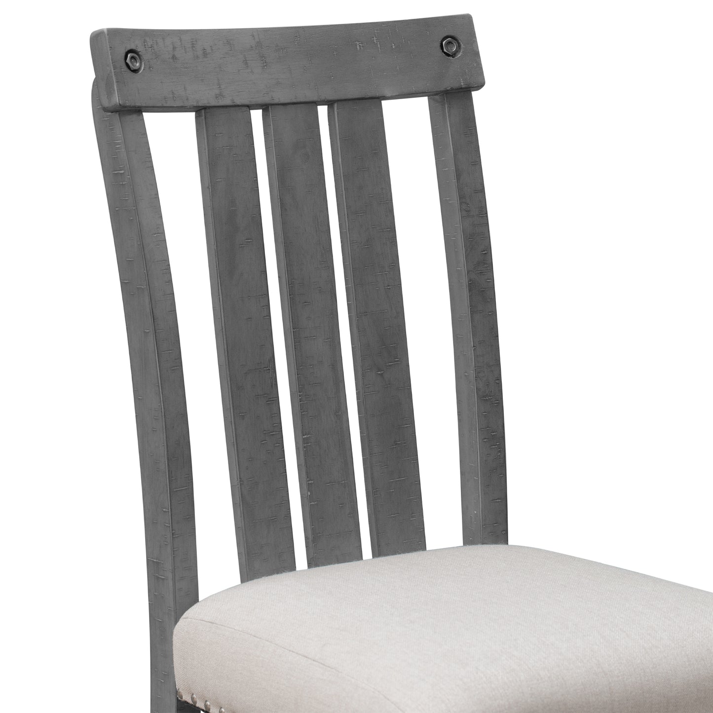 TREXM Set of 2 Fabric Upholstered Dining Chairs with Sliver Nails and Solid Wood Legs (Gray)