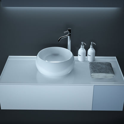 Vessel Bathroom Sink Basin in White Ceramic