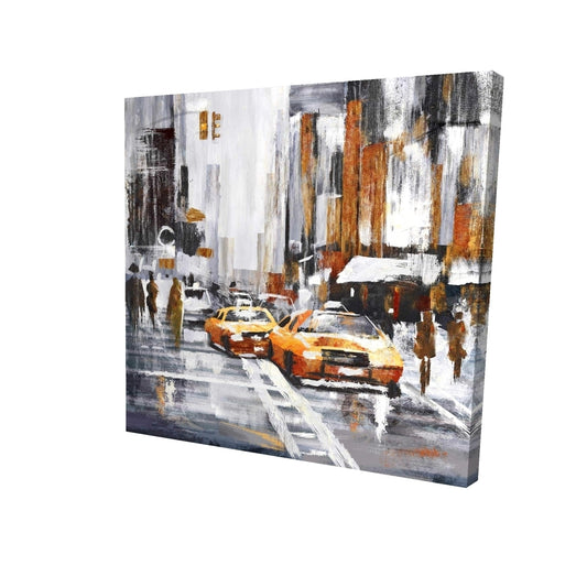 Abstract citystreet with yellow taxis - 08x08 Print on canvas