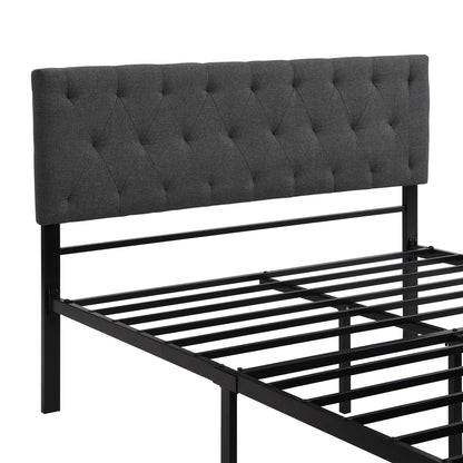 Full Size Storage Bed Metal Platform Bed with a Big Drawer - Gray