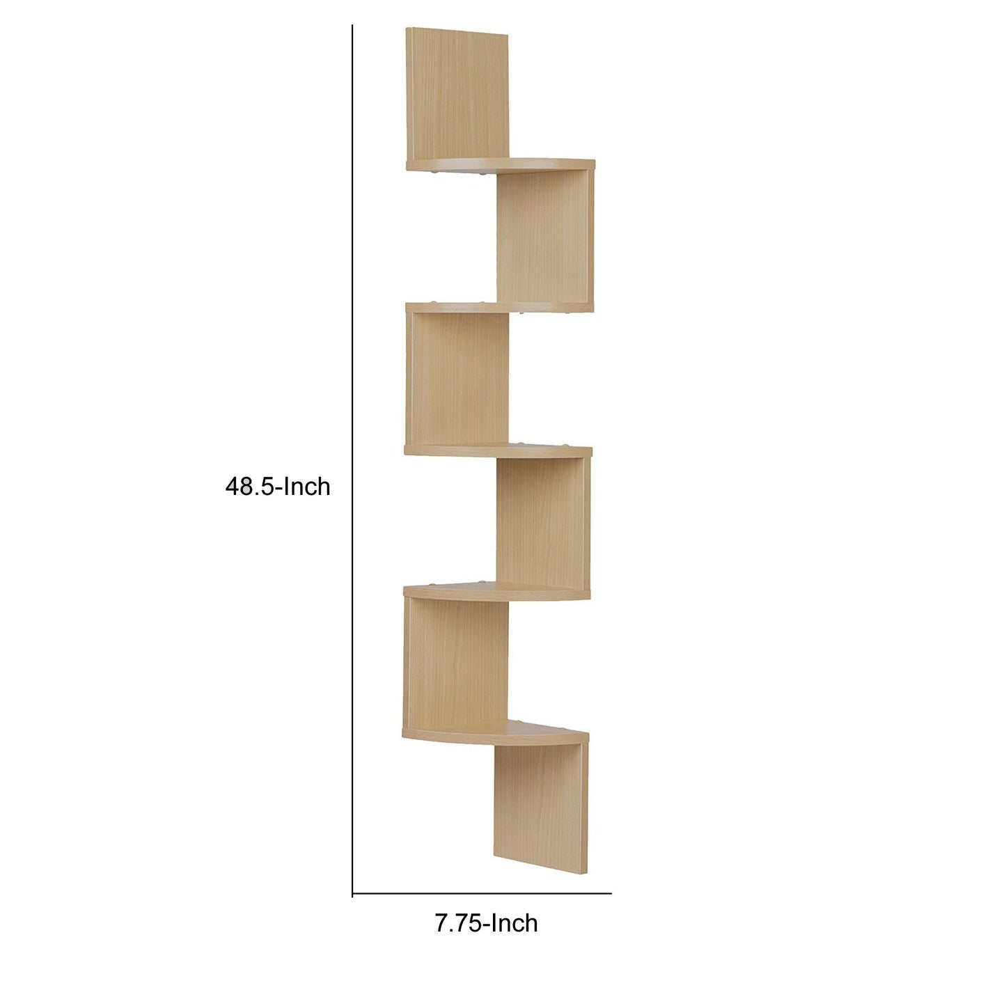 Large Laminated Beech Veneer Corner Wall Mount Shelf, Natural Brown