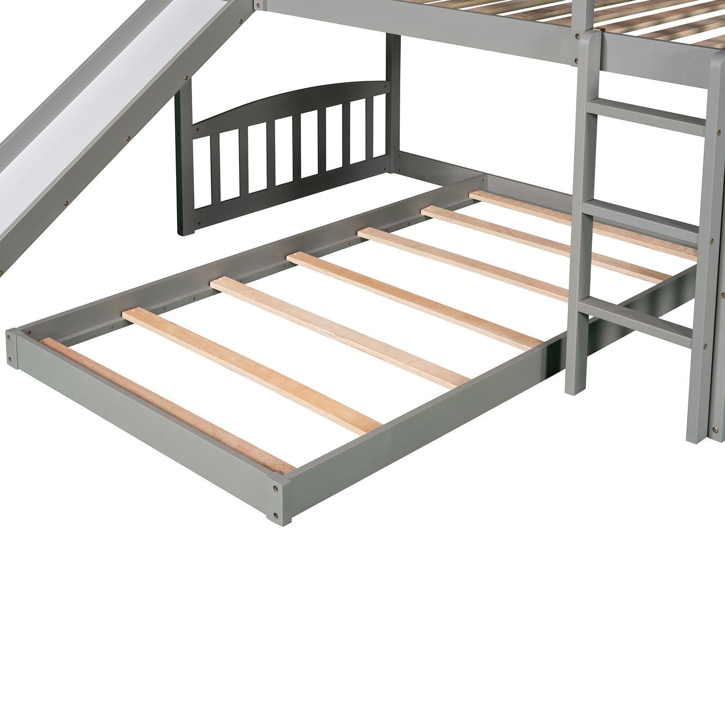 Twin Over Twin Bunk Bed with Slide, House Bed with Slide, Gray(OLD SKU: LP000214AAE)