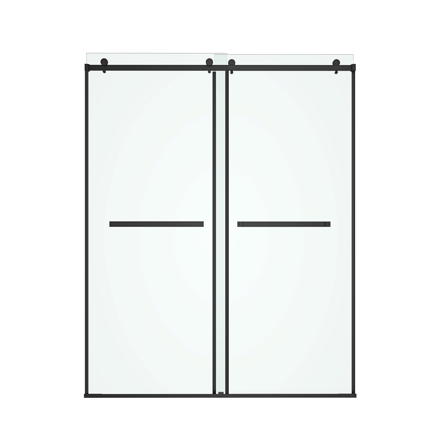 60 in. W x 76 in. HSliding Frameless Shower Door in Matte Black with Clear Glass