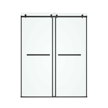60 in. W x 76 in. HSliding Frameless Shower Door in Matte Black with Clear Glass