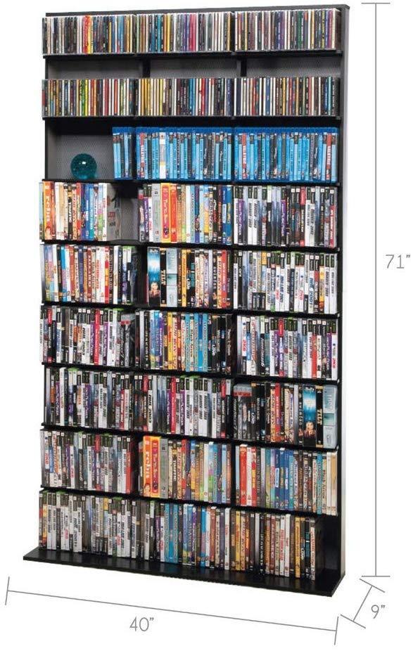 Elite, Medium Media Tower, 609CD/420DVD/483BR - Black outside/shelves, silver interior sides