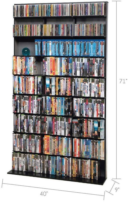 Elite, Medium Media Tower, 609CD/420DVD/483BR - Black outside/shelves, silver interior sides