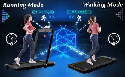 Folding Treadmill, Installation-Free Under Desk Electric Treadmill 2.5HP, with Bluetooth APP and speaker, Remote Control, Display, Walking Jogging Running Machine Fitness Equipment for Home Gym Office