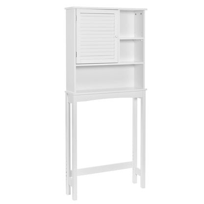 Home Over-The-Toilet Shelf Bathroom Storage Space Saver with Adjustable Shelf Collect Cabinet (White)