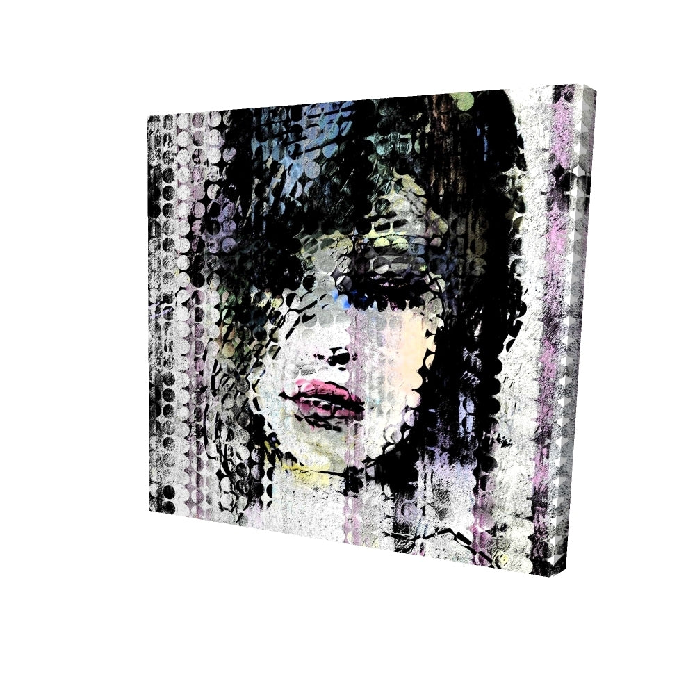 Abstract colorful woman face made from dots - 16x16 Print on canvas