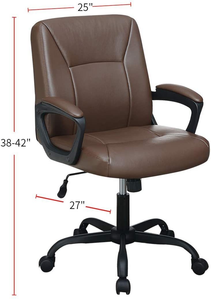 Relax Cushioned Office Chair 1pc Brown Color Upholstered Seat back Adjustable Chair Comfort