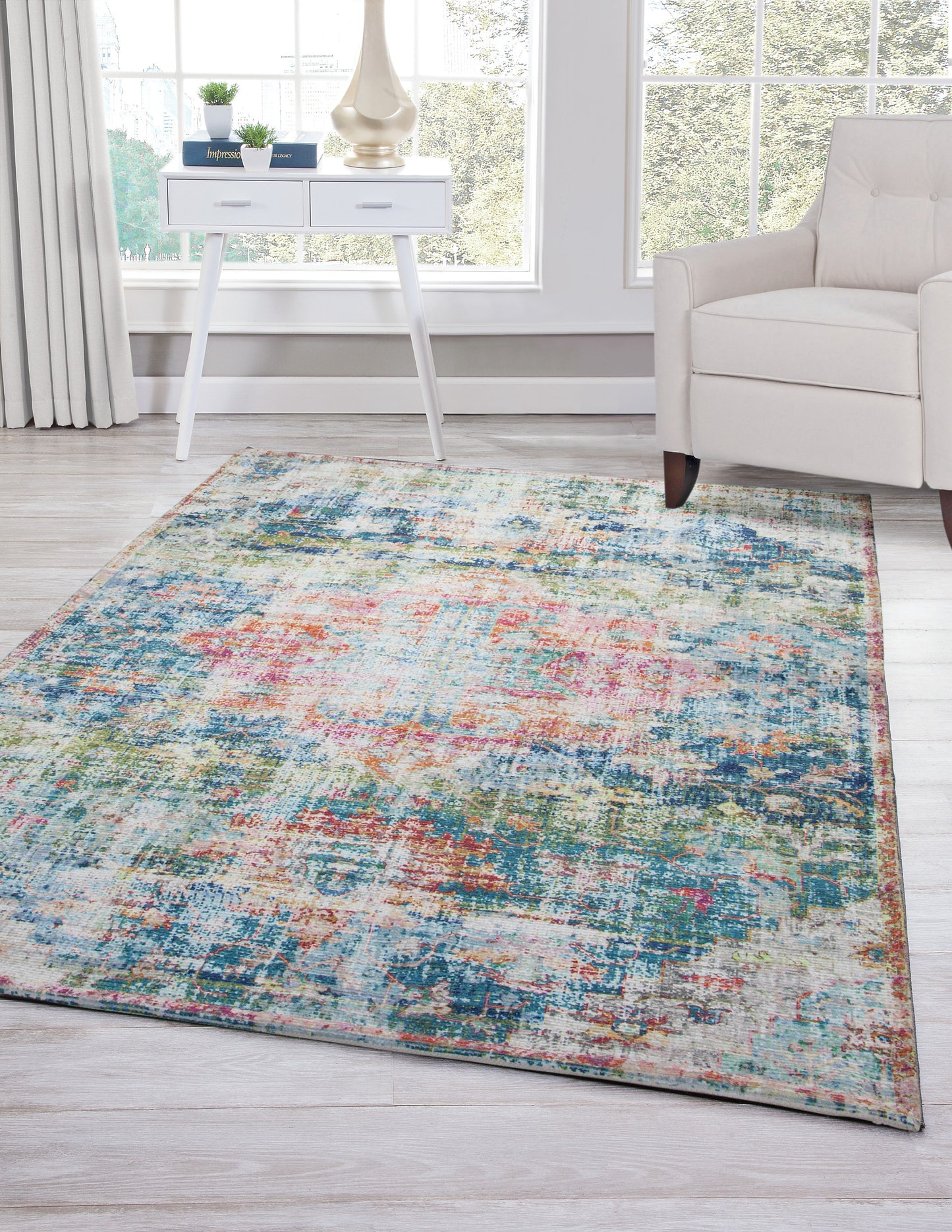 Biscayne Blue/Ivory/Multi Area Rug 5x8