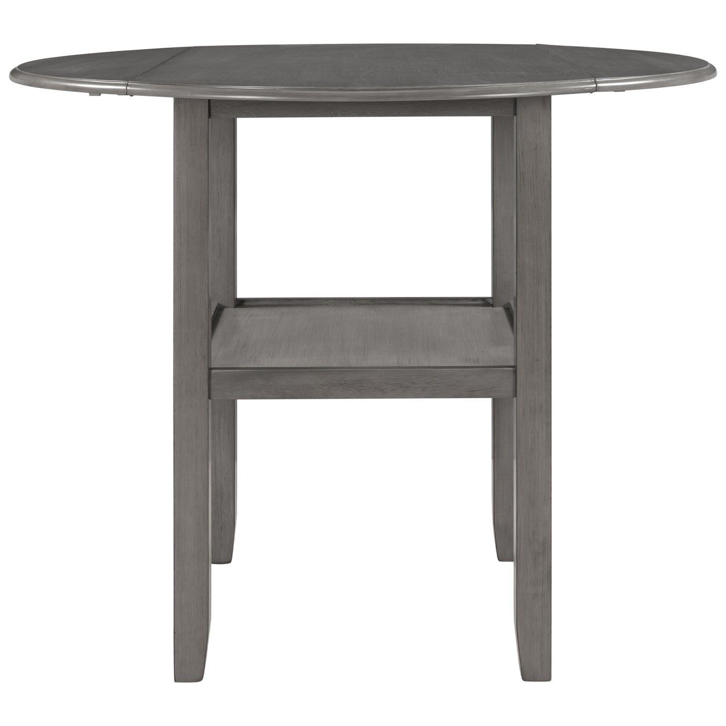 TOPMAX Farmhouse 3 Piece Round Counter Height Kitchen Dining Table Set with Drop Leaf Table, One Shelf and 2 Cross Back Padded Chairs for Small Places, Gray