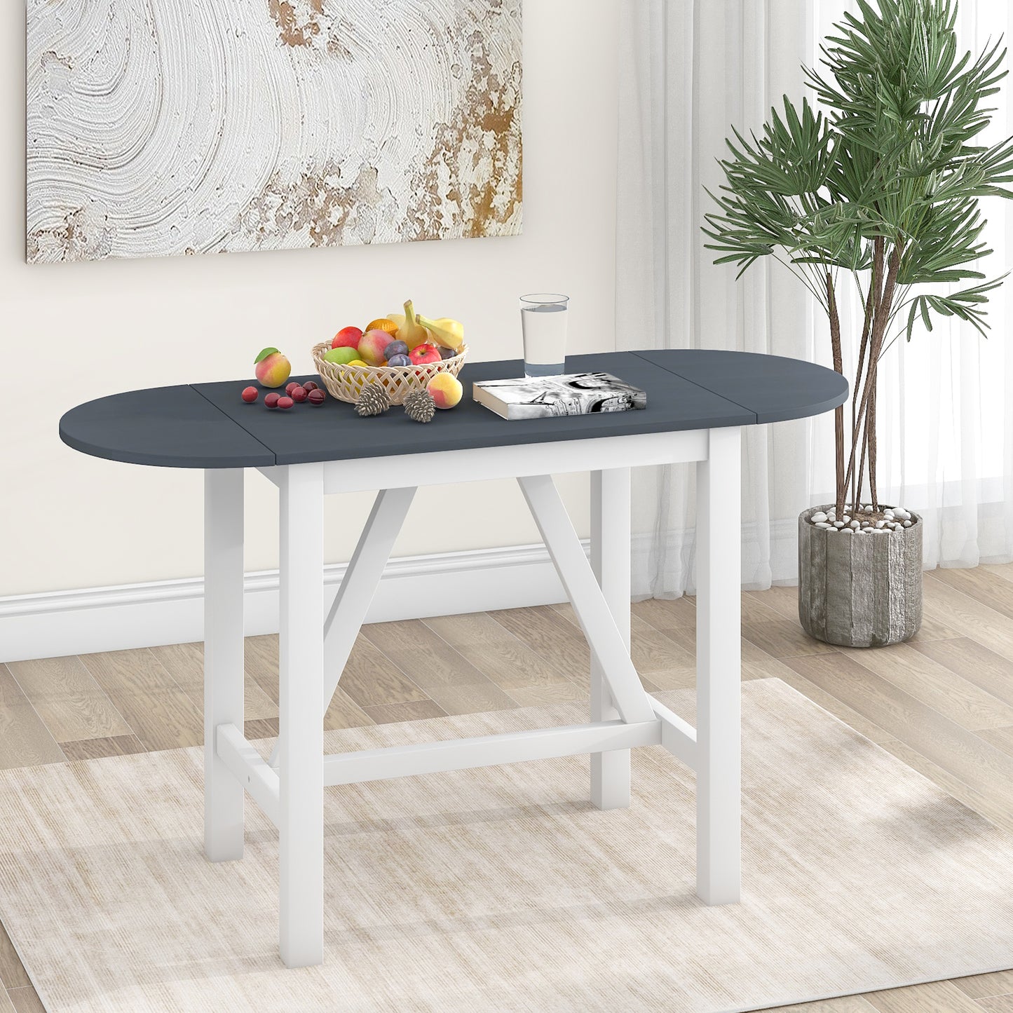 TOPMAX Wood Drop Leaf Counter Height Dining Table for Small Place, White