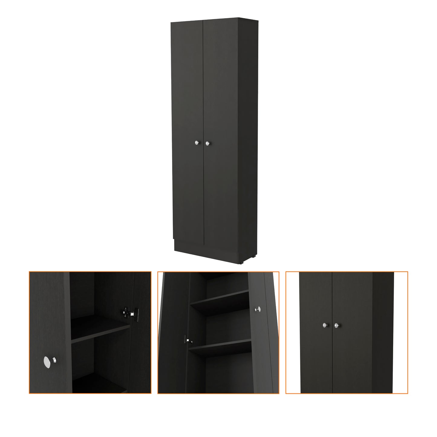 Buxton Rectangle 2-Door Storage Tall Cabinet Black Wengue