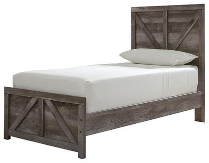 Ashley Wynnlow Gray Casual Twin Crossbuck Panel Bed B440B16