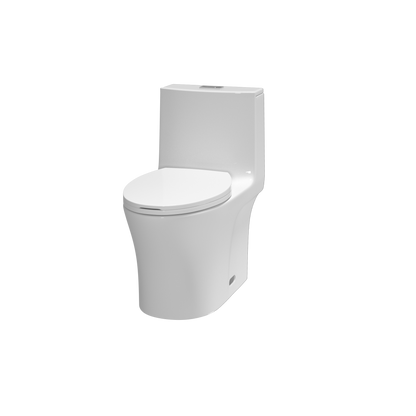 Dual Flush Elongated Standard One Piece Toilet with Comfortable Seat Height, Soft Close Seat Cover, High-Efficiency Supply, and White Finish Toilet Bowl (White Toilet)