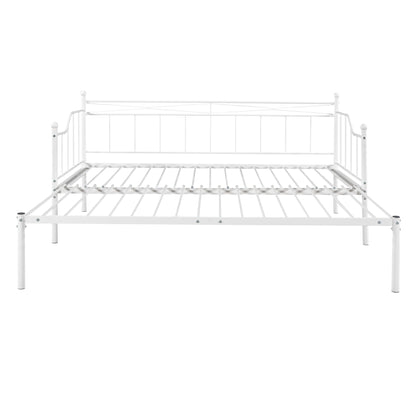 Twin Size Metal Daybed with Trundle, Daybed with Slat No Box required White