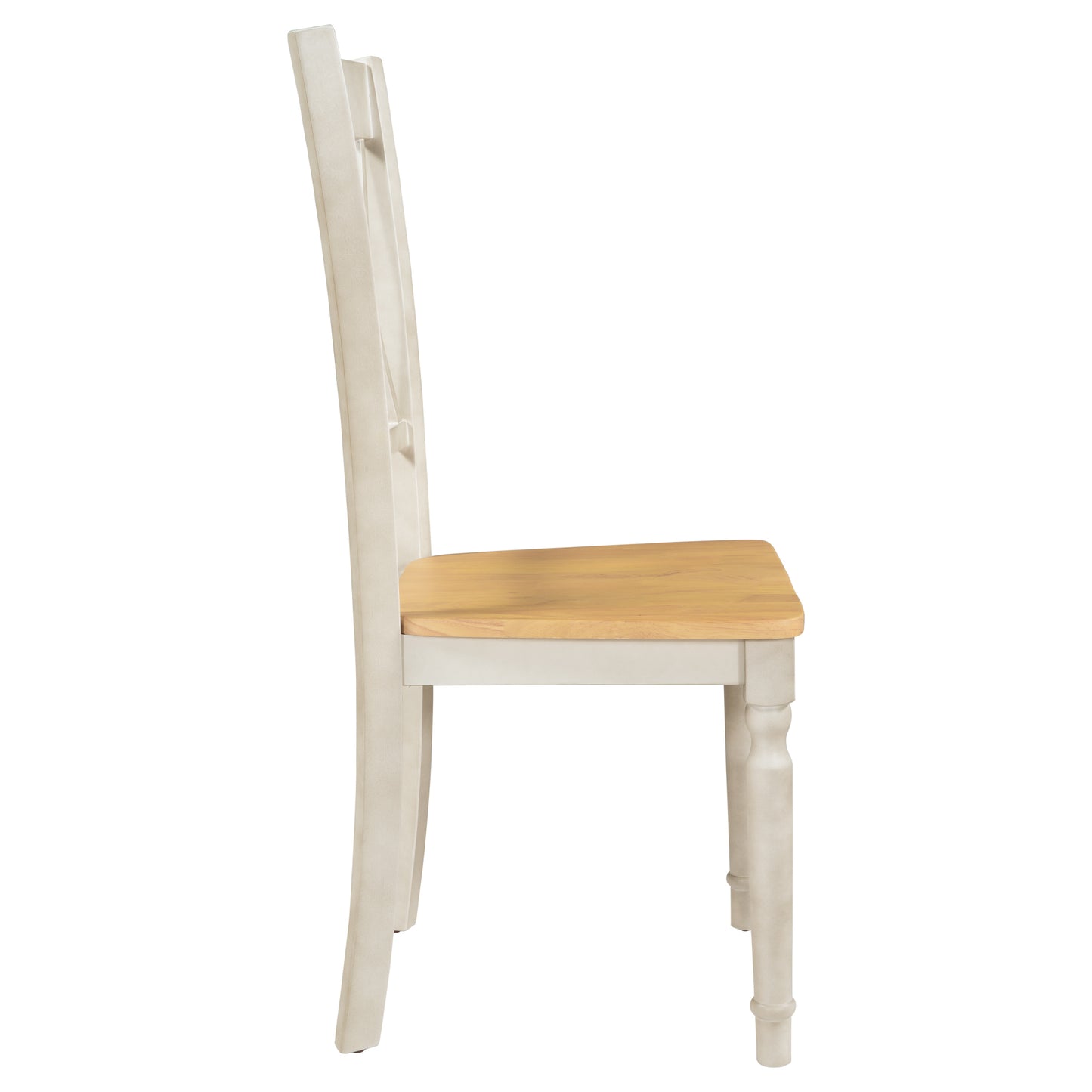 TOPMAX 4-Piece X-Back Wood Breakfast Nook Dining Chairs for Small Places, Natural+Distressed White