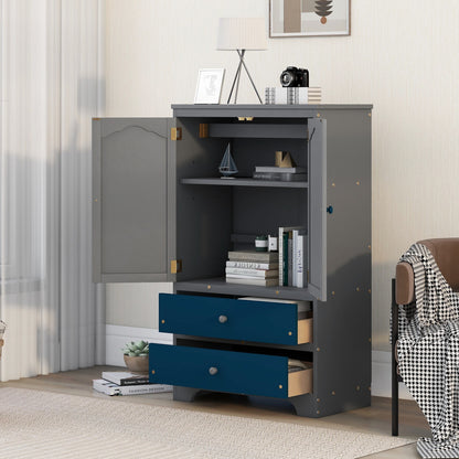 PRACTICAL SIDE CABINET FOR TWO TONE NAVY BLUE WITH GRAY COLOR