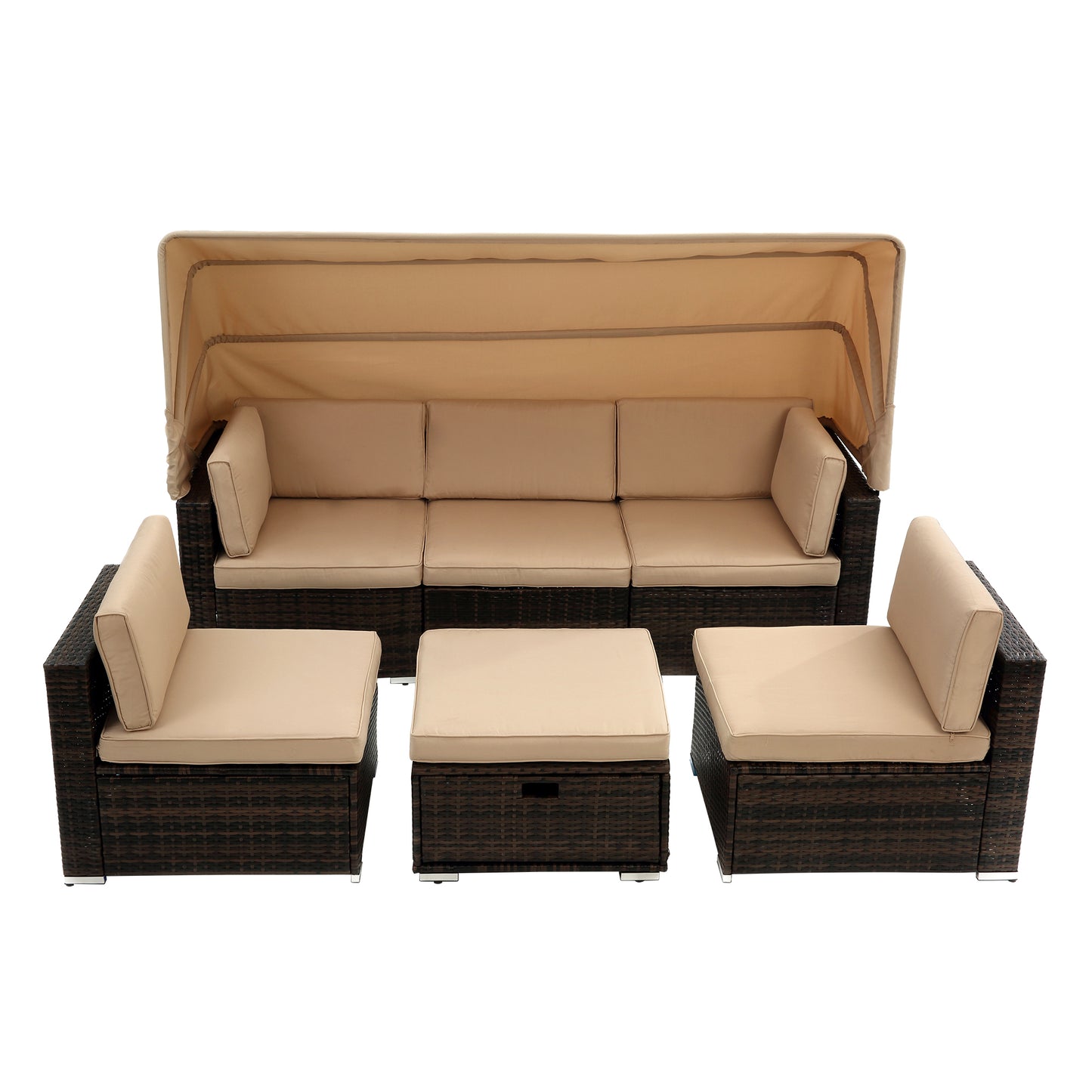 Modern outdoor sunbathing rattan sofa wholesale steel pool furniture chaise metal outdoor chair modular sectional sofa sets with roof