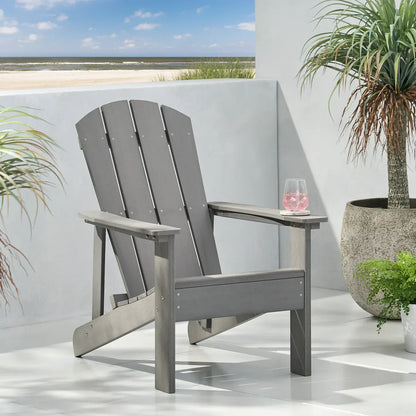 Classic Solid Gray Outdoor Solid Wood Adirondack Chair Garden Lounge Chair