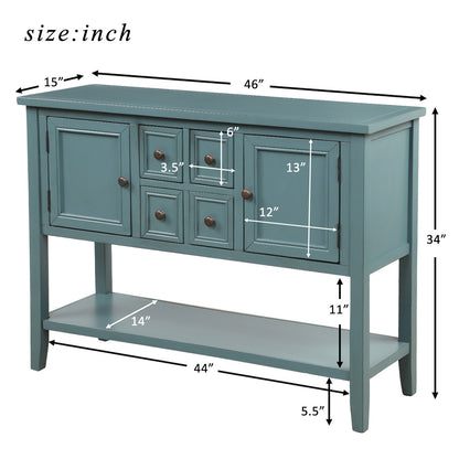 TREXM  Cambridge Series Buffet Sideboard Console Table with Bottom Shelf (Dark Blue)