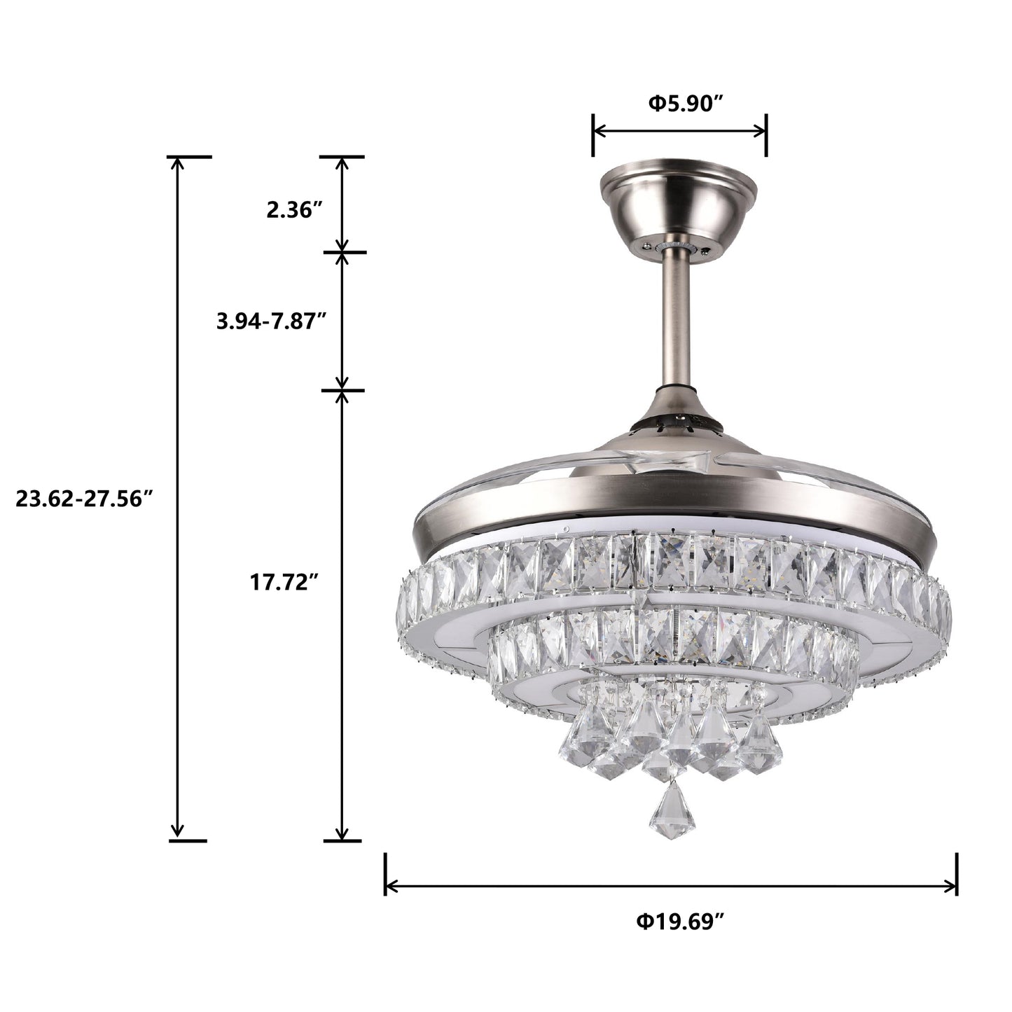 Modern American crystal fan chandelier