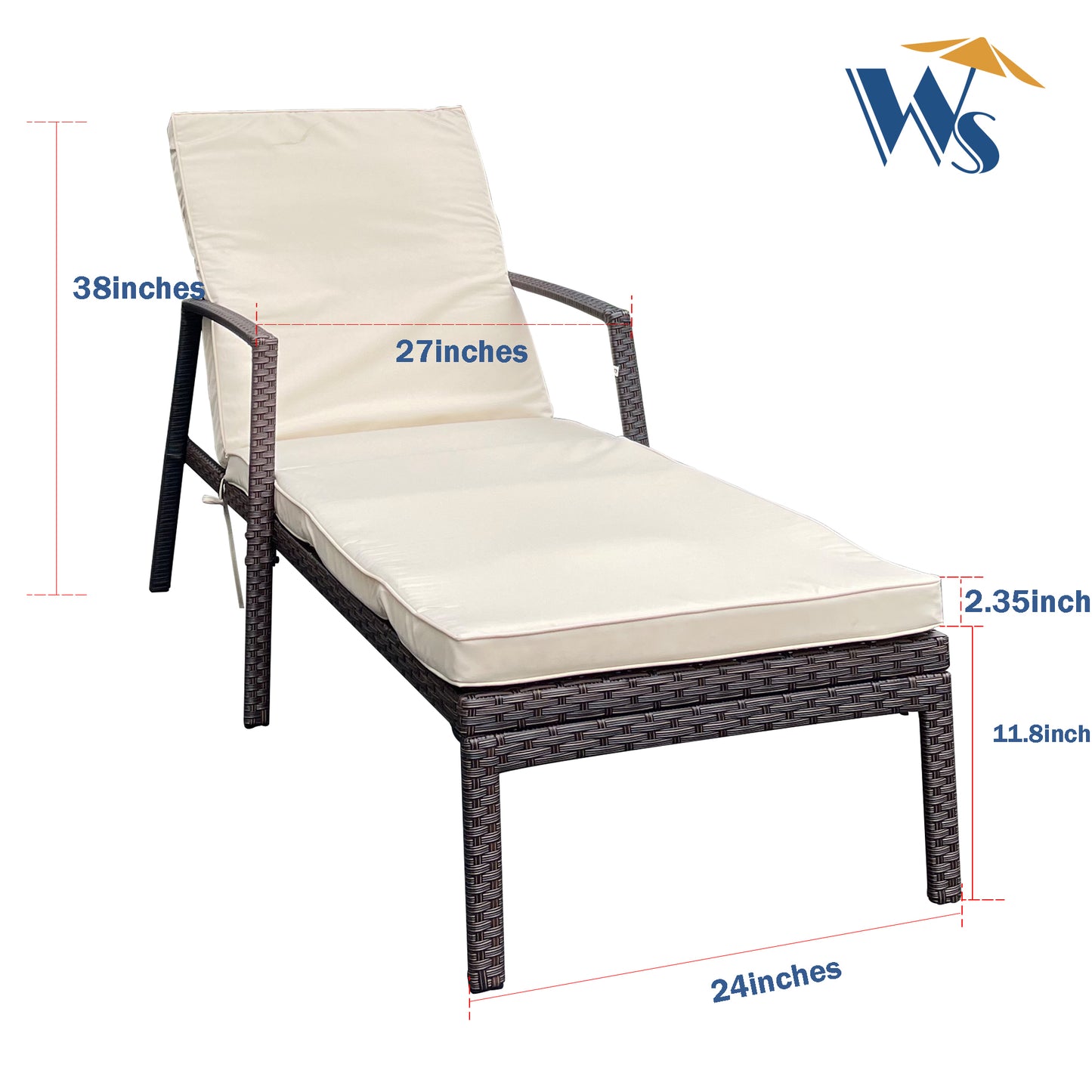 Outdoor Patio Lounge Chairs Rattan Wicker Patio Chaise Lounges Chair  Brown
