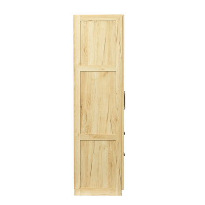 High wardrobe and kitchen cabinet with 2 doors, 2 drawers and 5 storage spaces,Oak