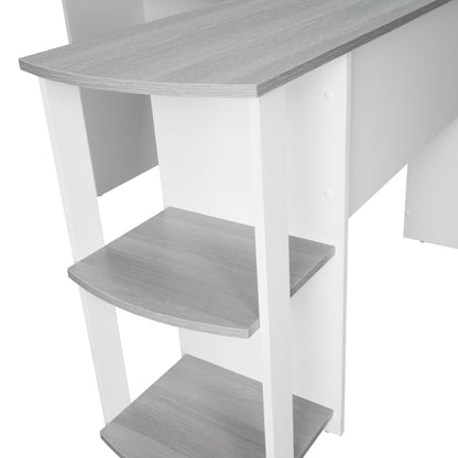 Techni Mobili Modern L-Shaped Desk with Side Shelves, Grey