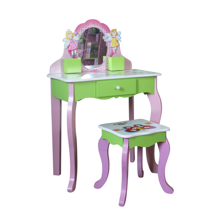 Kids Funnel Layla Girls Flower Vanity Set with Stool