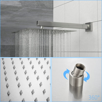 10" Rain Shower Head Systems ,with 26.18 inch Adjustable Angle Slide Bar,Brushed Nickel,Wall Mounted shower