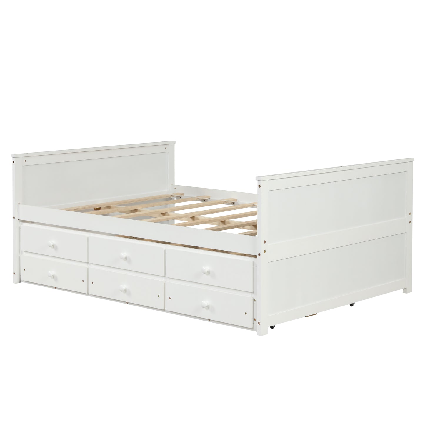 Full Captain Bed With Twin Size Trundle And 3 Drawers Made  By Solid Wood