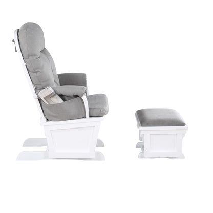 Madison Glider & Ottoman White/Oyster