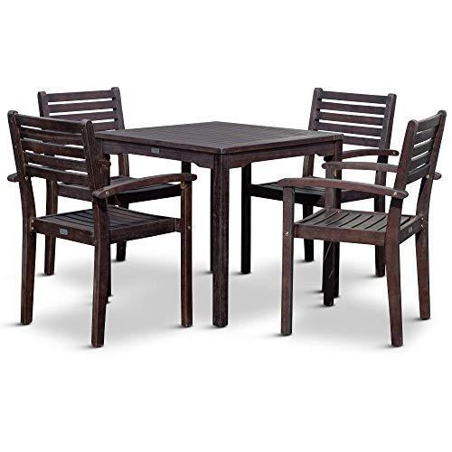 5-Piece Eucalyptus Dining Set, Espresso Finish