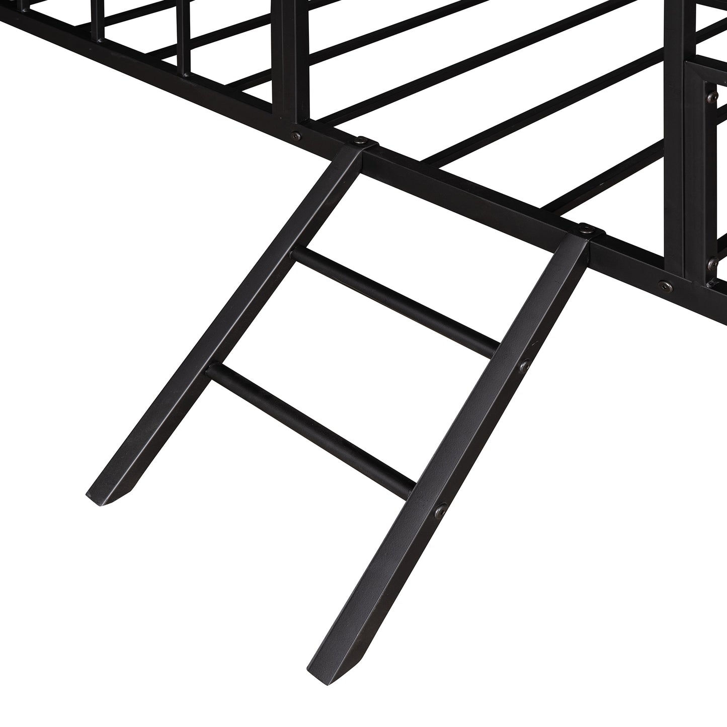 Metal House Bed Frame Full Size with Slatted Support No Box Spring Needed Black