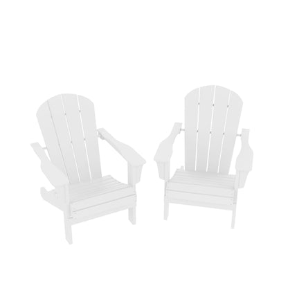 HDPE Adirondack Chair, Fire Pit Chairs, Sand Chair, Patio Outdoor Chairs,DPE Plastic Resin Deck Chair, lawn chairs, Adult Size ,Weather Resistant for Patio/ Backyard/Garden, White, Set of 2