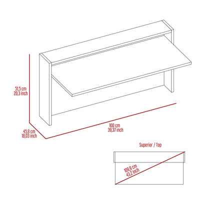 Collier Rectangle Floating Desk Light Oak and White