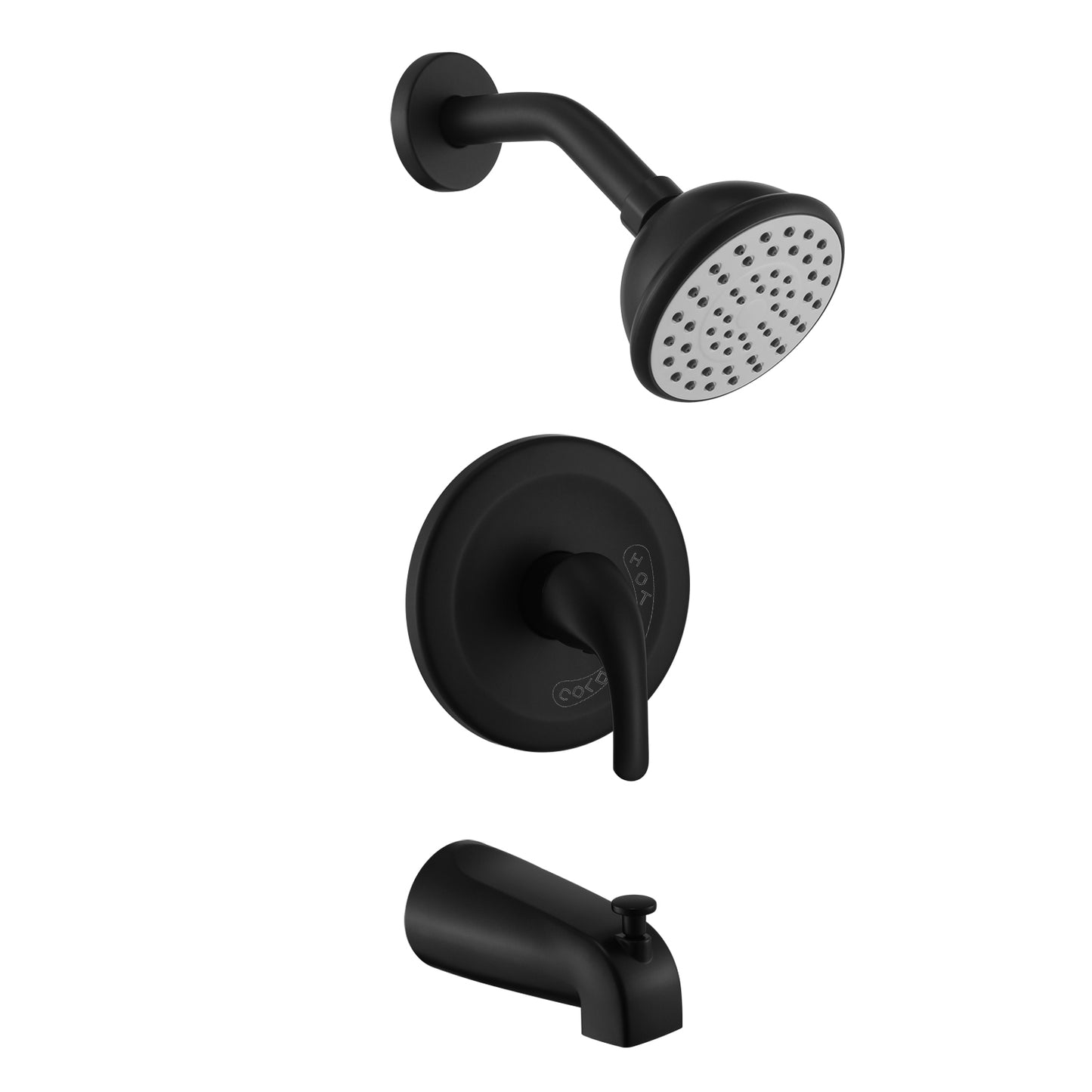 Matte Black 6 Inch Shower Faucet wih Tub Spout Combo