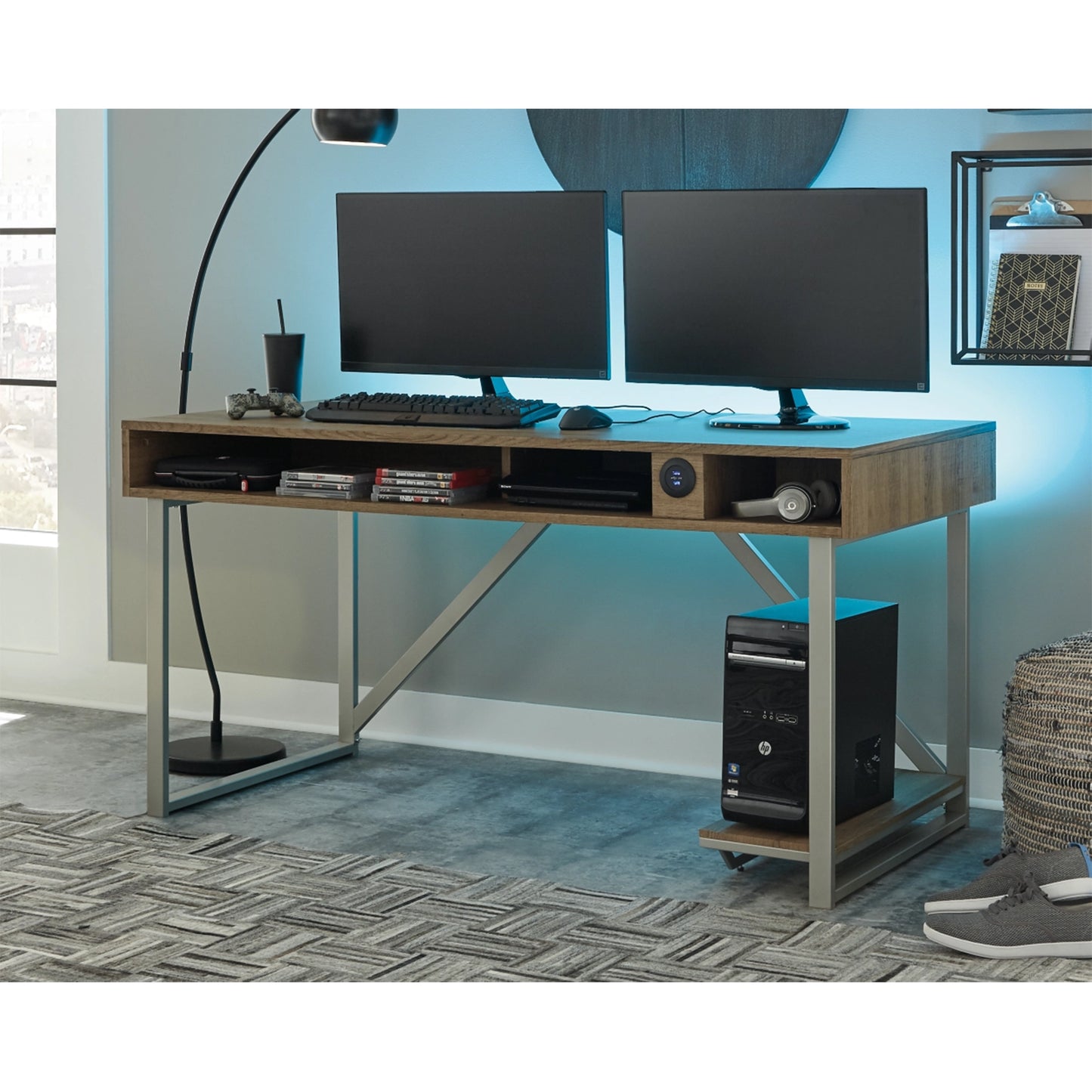 Ashley Contemporary Barolli Gaming Desk with Dual USB Charging Port H700-26