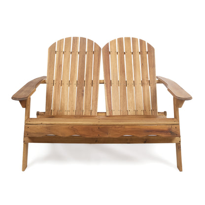 Outdoor Solid Wood Adirondack Loveseat Sofa Natural