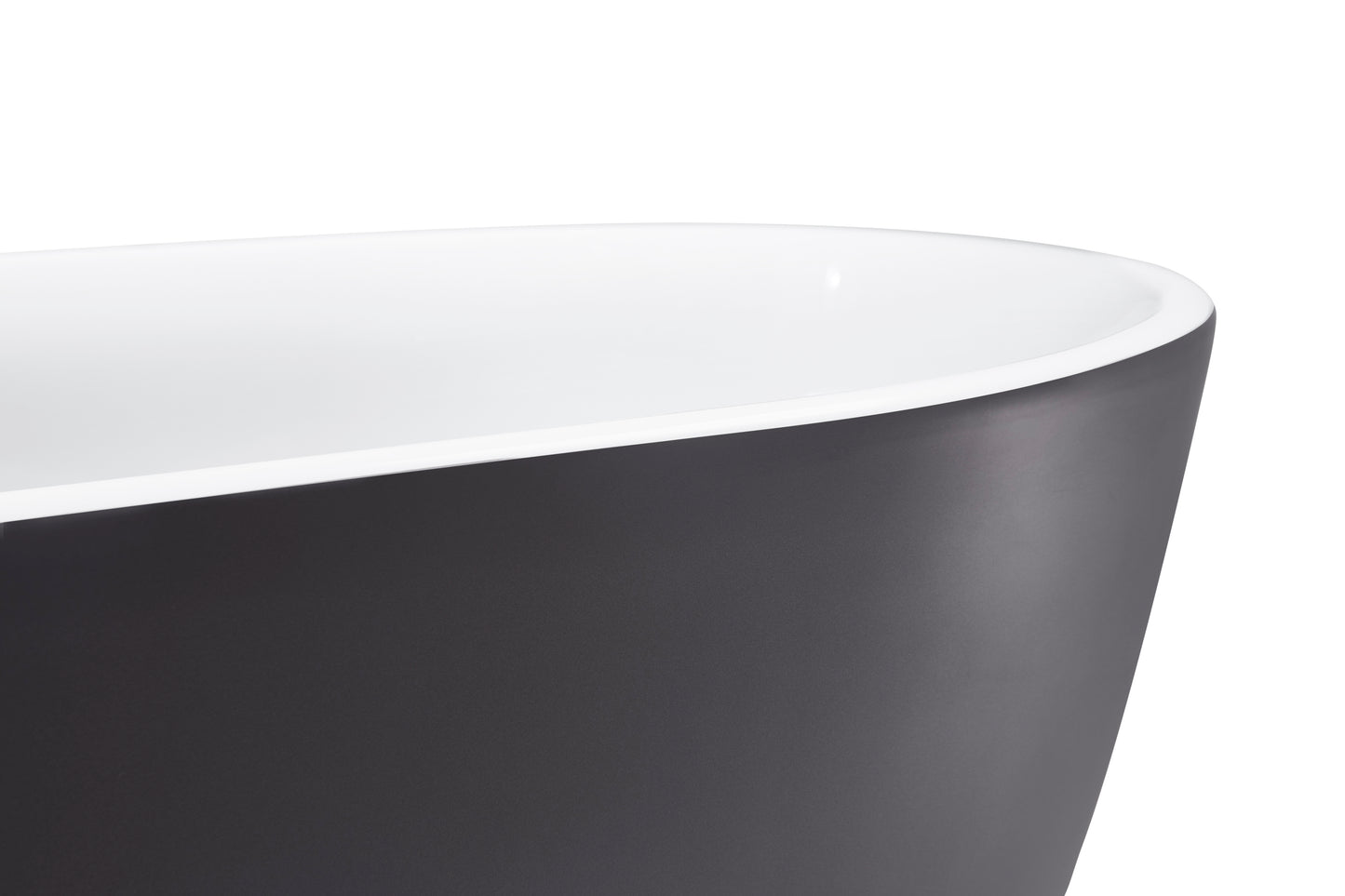 59" 100% Acrylic Freestanding Bathtub，Contemporary Soaking Tub，white inside and gray outside