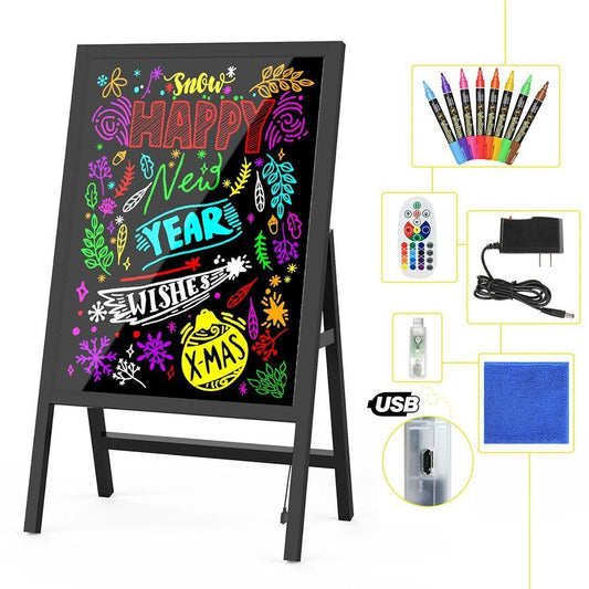 LED Message Sign Board- Erasable Writing Drawing Neon Sign with 8 Colorful Markers - Perfect for Children, Back to School, Home, Office, Restaurants, Bar, Holiday Celebration Gift,Various Size