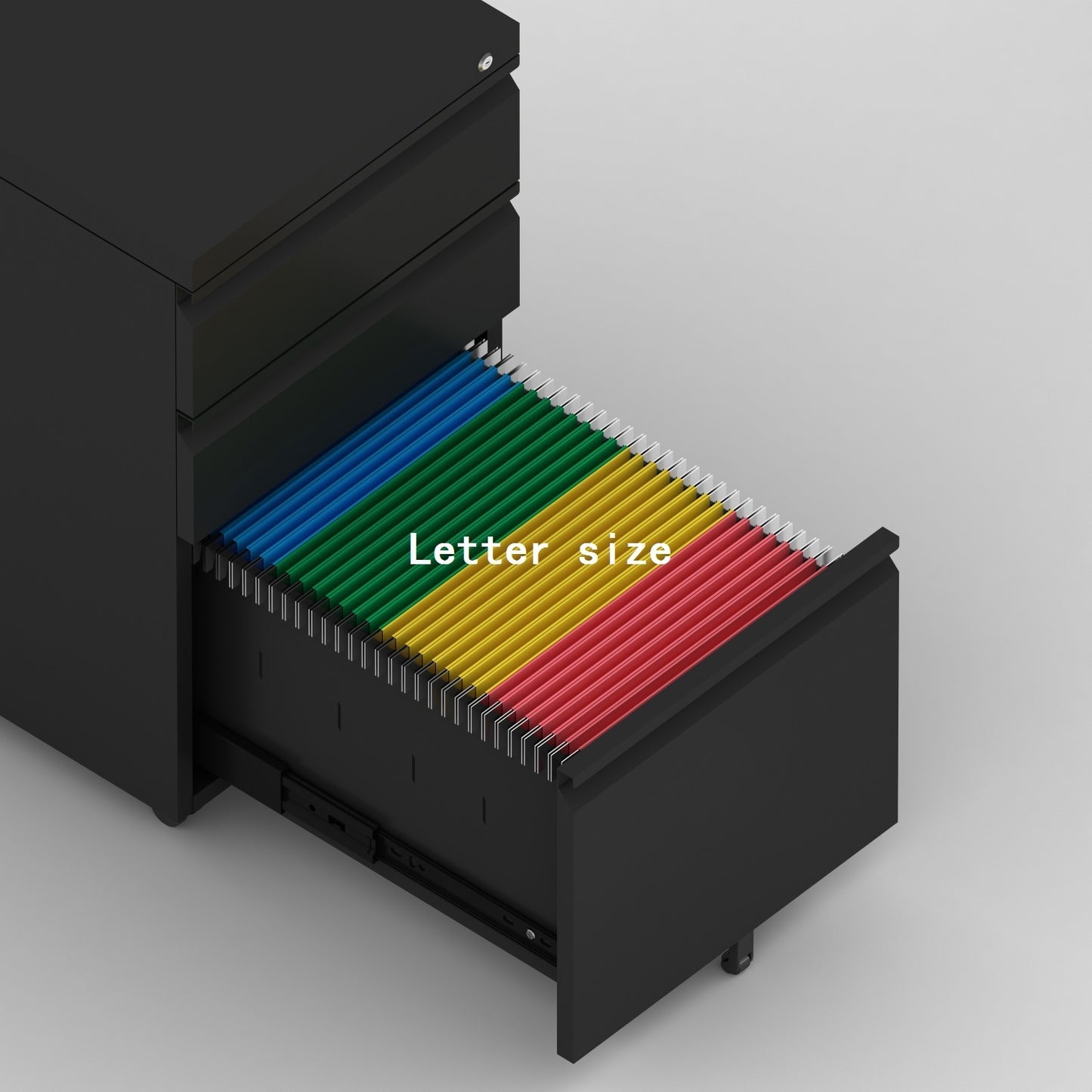 Metal mobile 3 Drawer File Cabinet with Lockable, Pedestal Cabinet Assembled for Legal or Letter Files,Used for Office and Home