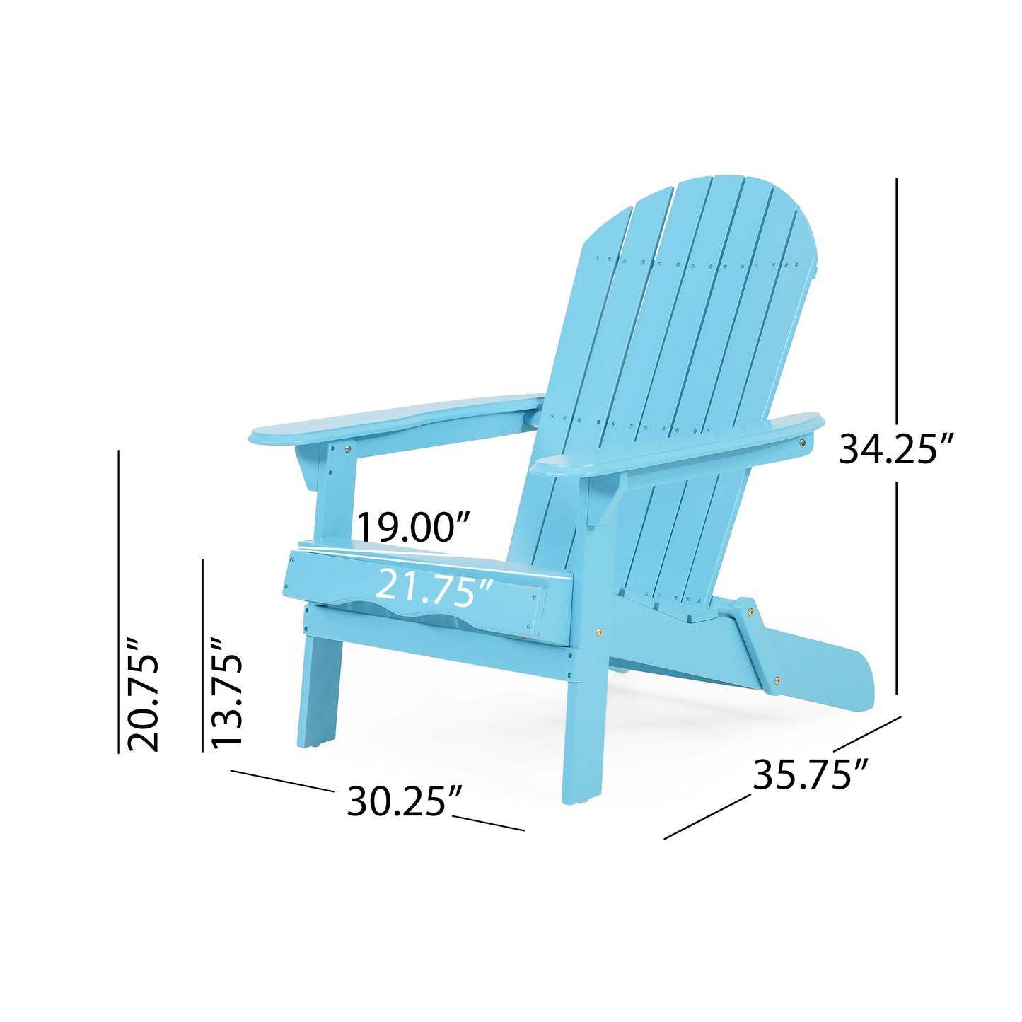 Classic Teal Foldable Acacia Adirondack Chair
