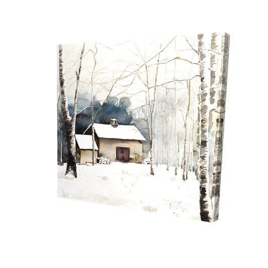 Small winter barn - 08x08 Print on canvas