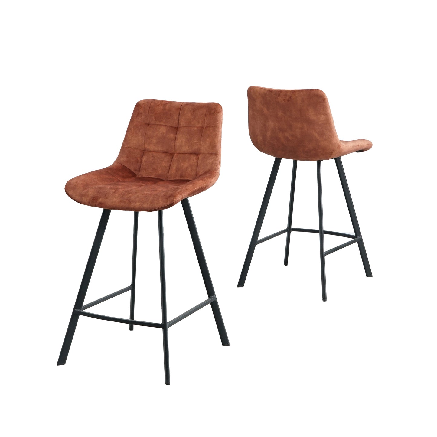 Modern Design Comfortable Nordic Metal Stool Modern Iron High Counter Leisure Bar Chair Green(set of 2)