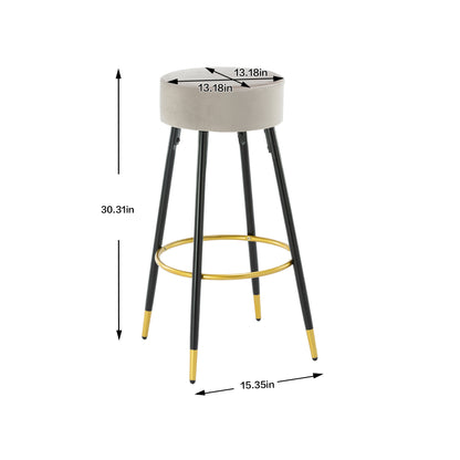 Counter Height Bar Stools Set of 2, Velvet Kitchen Stools Upholstered Dining Chair Stools 24 Inches Height with Golden Footrest for Kitchen Island Coffee Shop Bar Home Balcony,