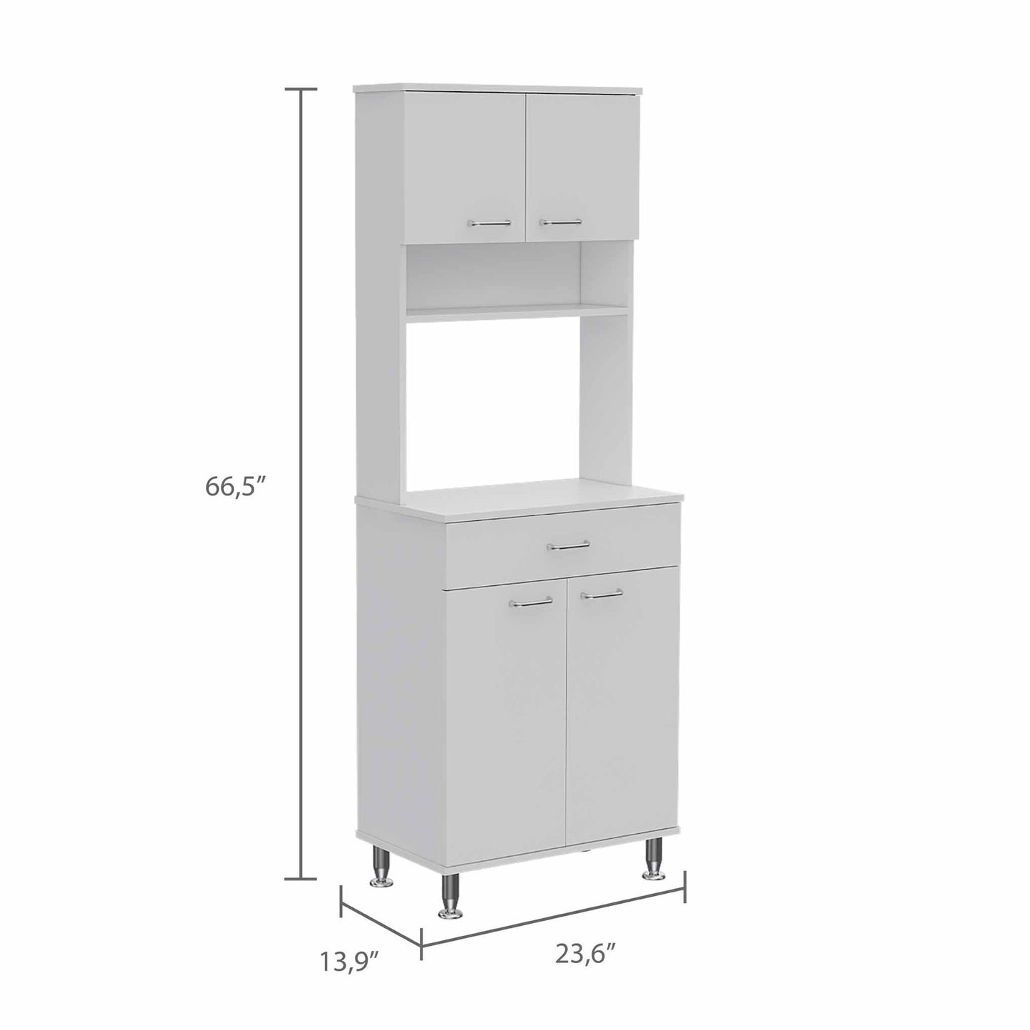 Santa Maria 1-Drawer 1-Shelf Area Pantry with Adjustable Metal Legs White