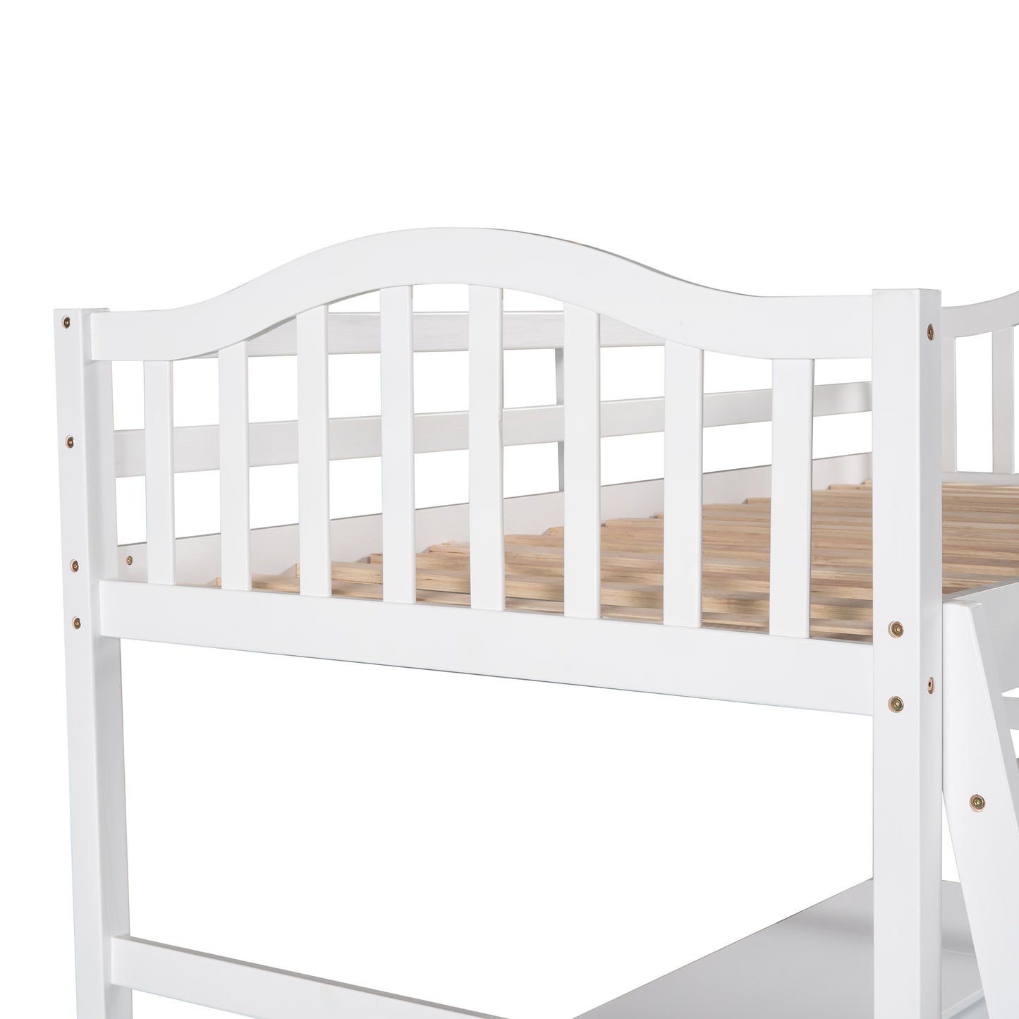 Twin size Loft Bed with Drawers, Cabinet, Shelves and Desk, Wooden Loft Bed with Desk - White(OLD SKU :LP000505AAK)